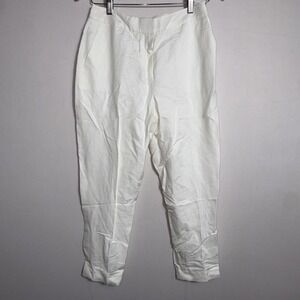 Calvin‎ Klein Women's Petite White Linen-Blend Slim-Leg Pants Size 4P MSRP $109